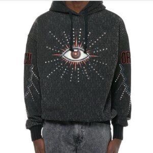 ORCHI black Swarovski crystal embellished eyeball hoody Small